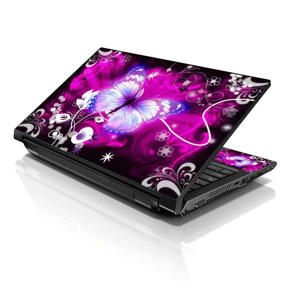 LSS 15.6 & 17.3 Inches Laptop Notebook Skin Sticker Decal - Purple Butterfly Flo